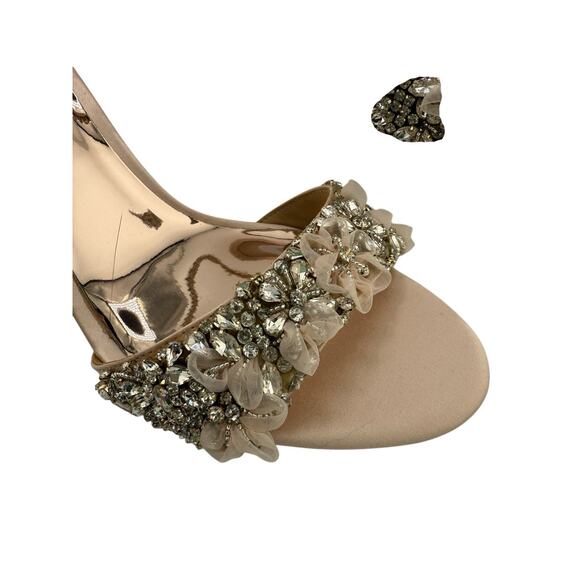 JEWEL BADGLEY MISCHKA satin and crystal block heels with zip back Size 9.5 NEW - Picture 4 of 15